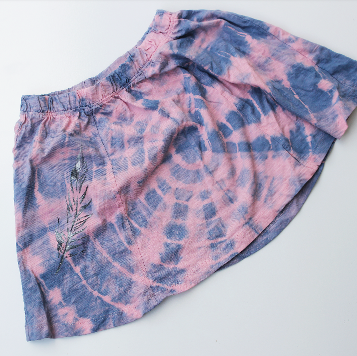 PREMADE - kids girls feather print skirt