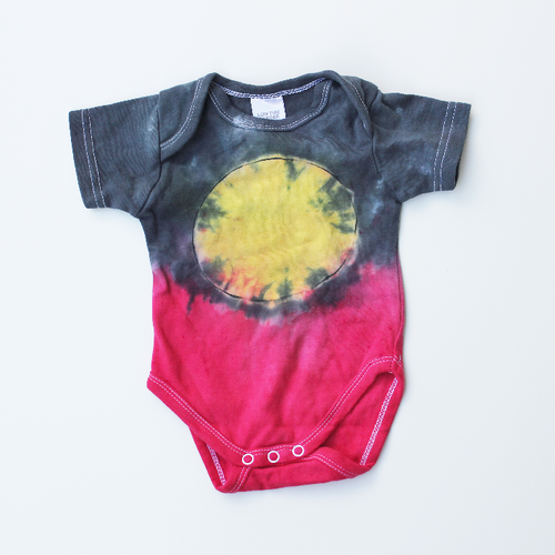 PREMADE - baby size 00 aboriginal flag onesie