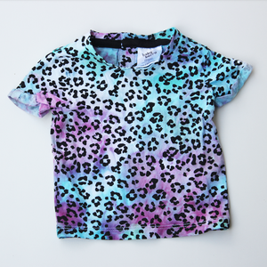 PREMADE - kids rainbow leopard tee