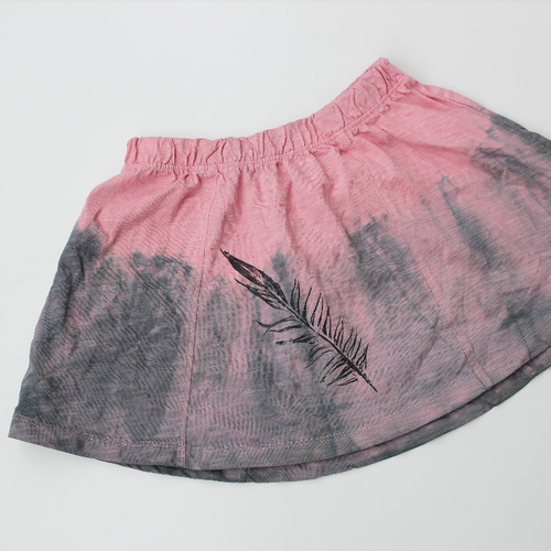 PREMADE - kids girls feather print skirt