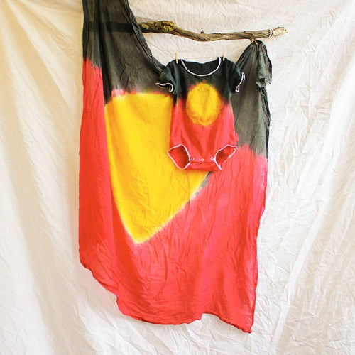 CUSTOM- The Aboriginal flag onesie or swaddle