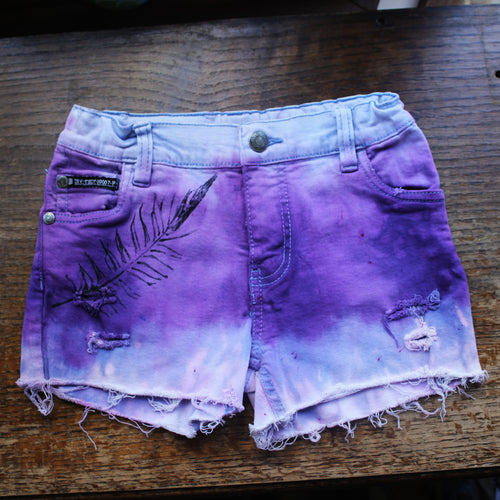 PREMADE denim feather shorts kids 8 TILT