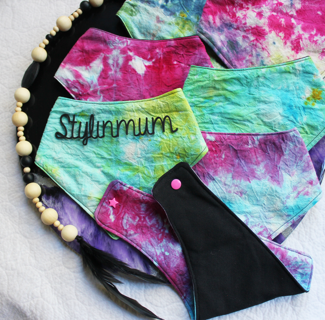 CUSTOM Tiedye baby bandana bibs